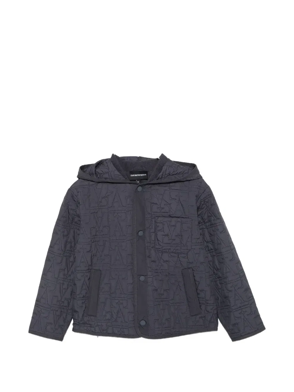 Стеганая куртка с капюшоном и логотипом Emporio Armani Kids, серый