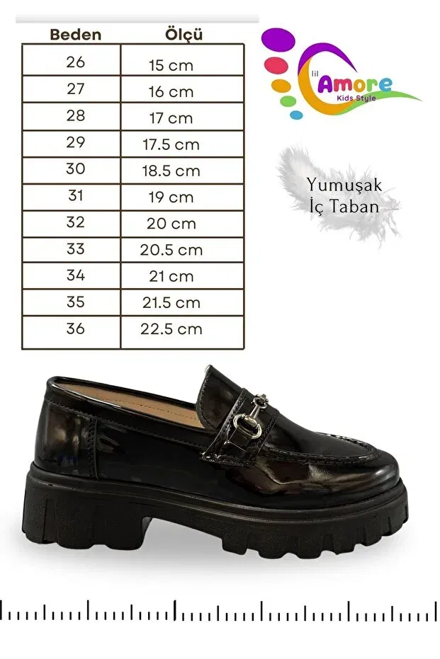 Детские туфли для девочек с пряжкой, лоферы, Sermoda, Patent Leather Black — фото 3