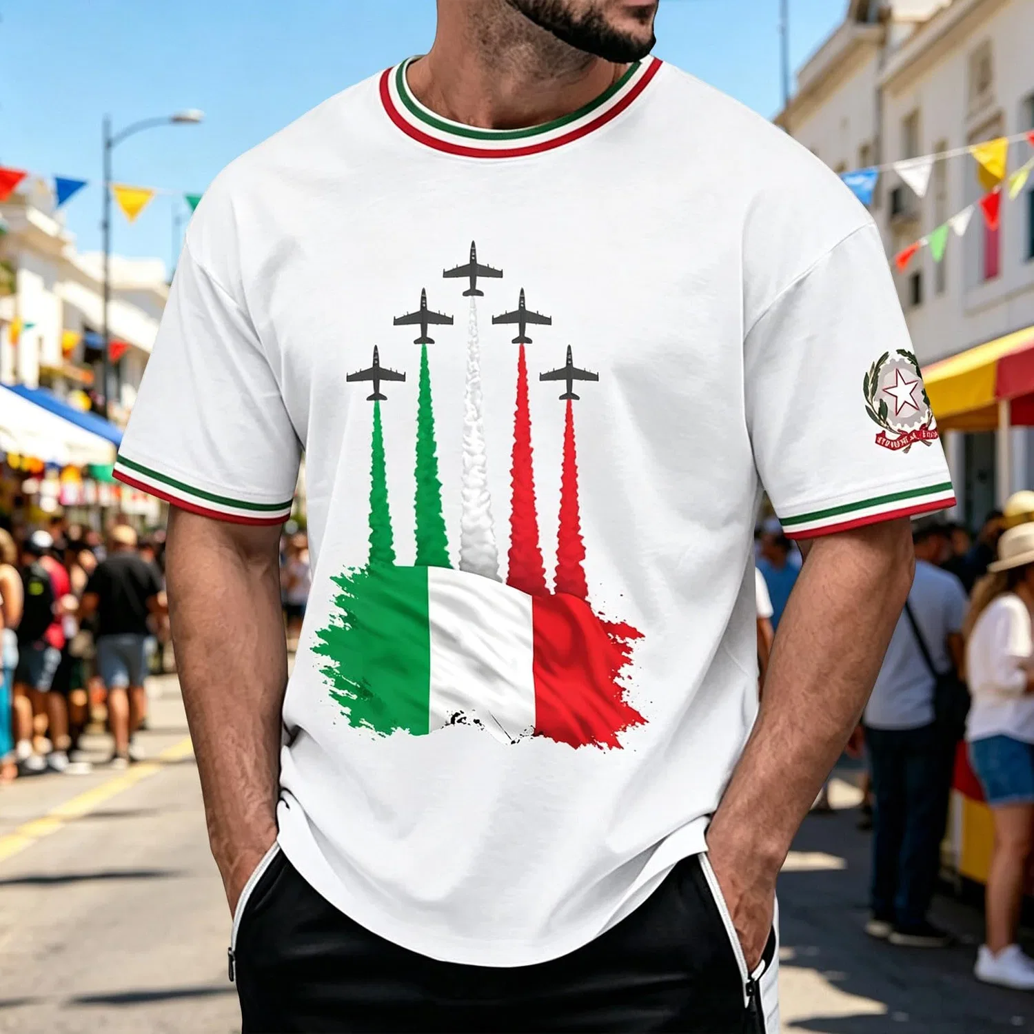 Мужская футболка с принтом Italian Liberation Day Commemorative, A-bianco — фото 2