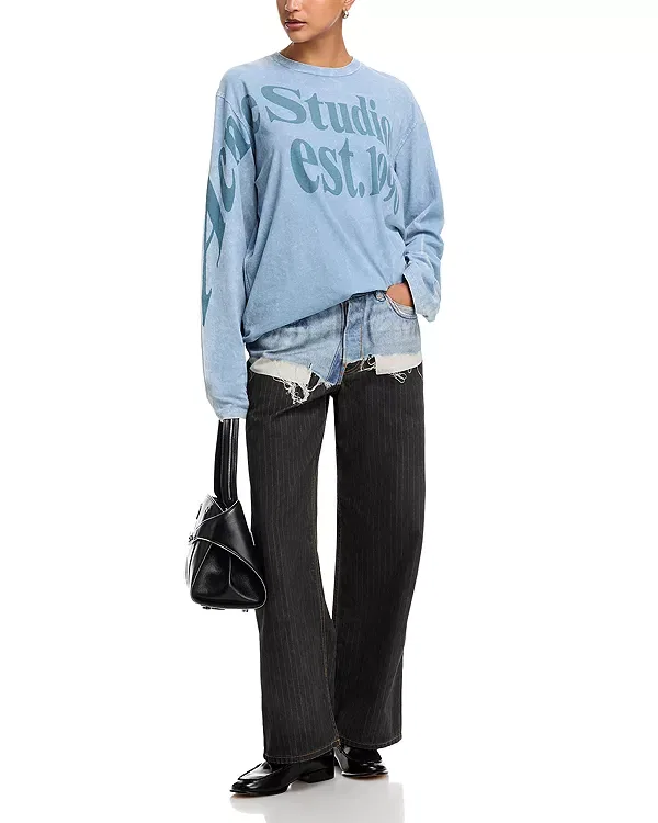Женские джинсы с принтом обманка 1981 Trompe-L'Œil Acne Studios, Blue/Black — фото 2