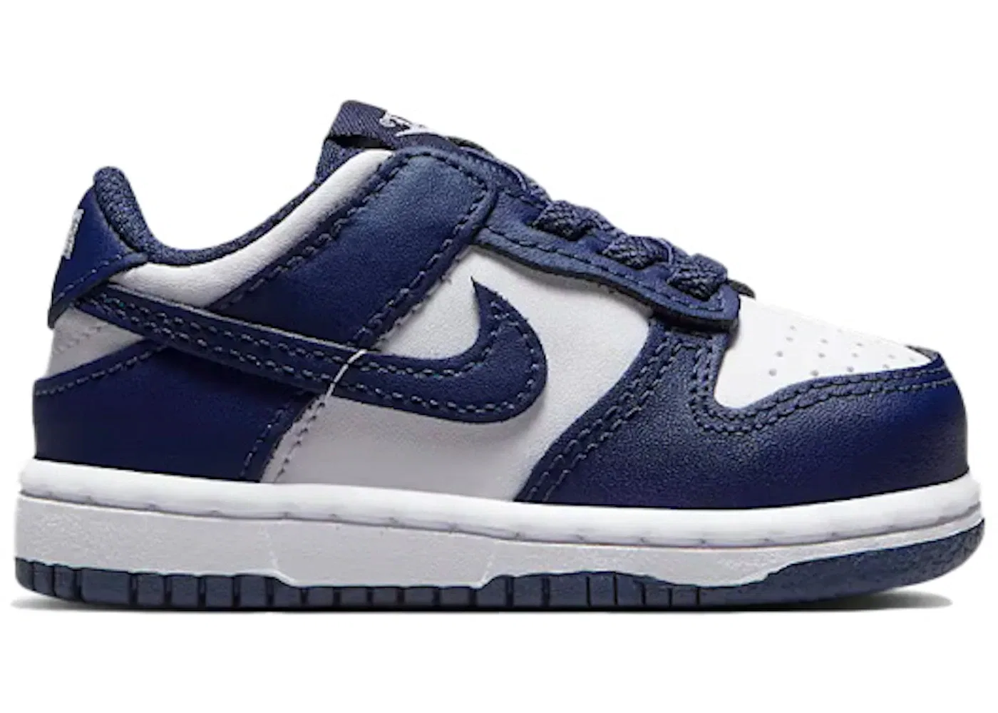 Детские кроссовки для мальчиков с кожаным верхом Nike Dunk Low Nike, White/Midnight Navy