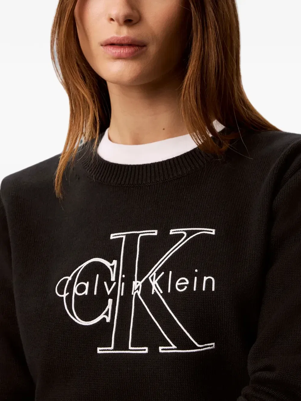 Джемпер с вышитым логотипом Calvin Klein, черный — фото 4