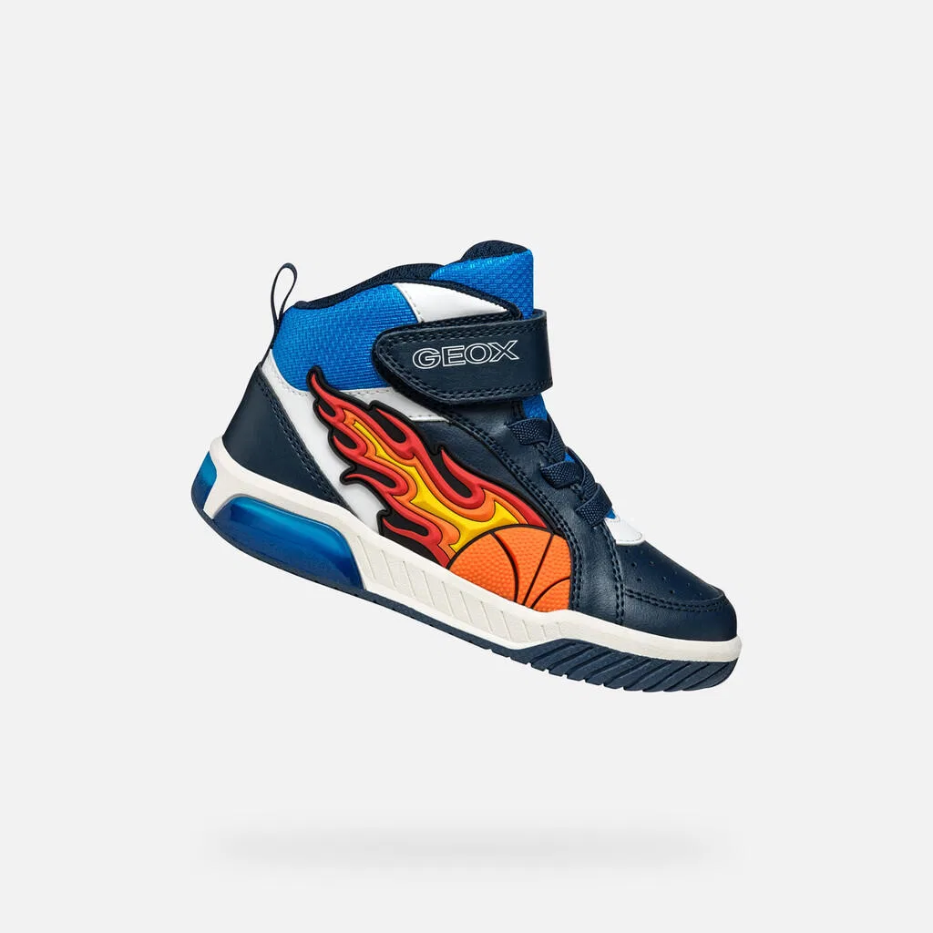 Детские кроссовки для мальчиков с подсветкой Inek C Geox, Blau Hellblau