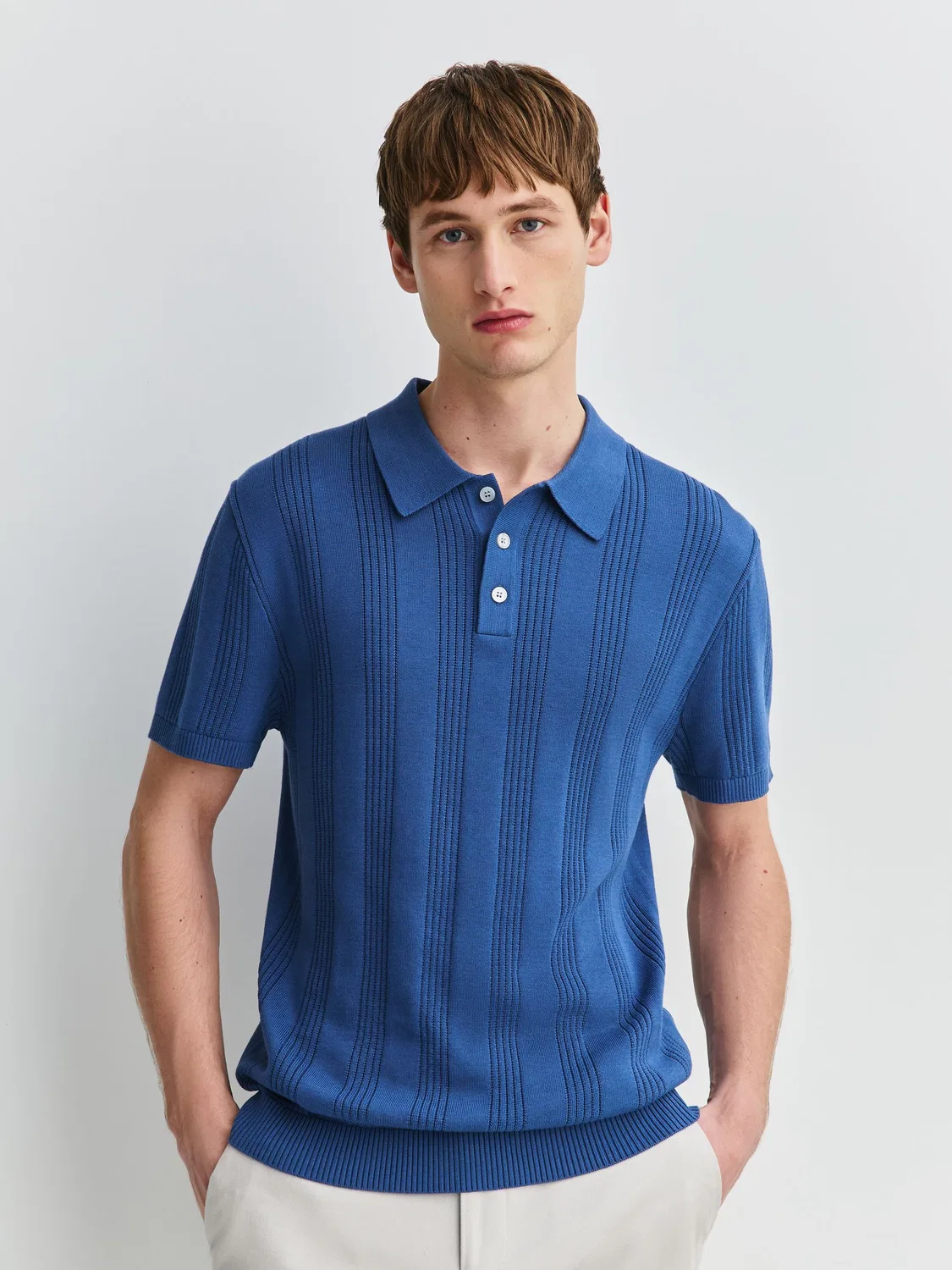 Поло с точной вязкой, Slim Fit Next, синий