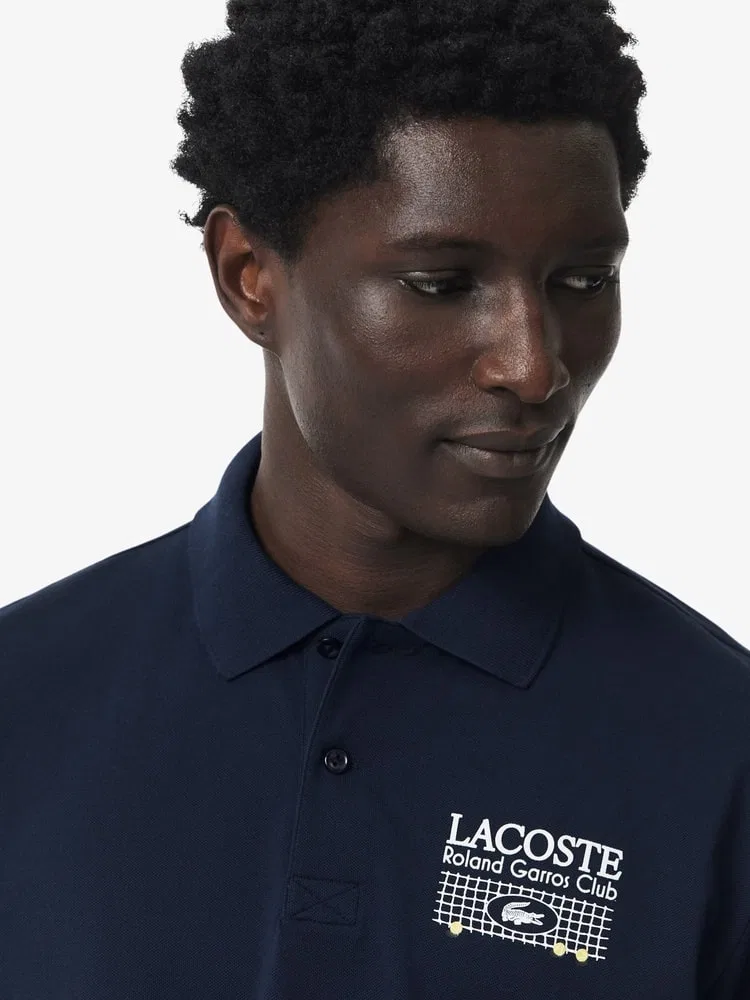 Поло LACOSTE Roland Garros Graphic, Navy — фото 2