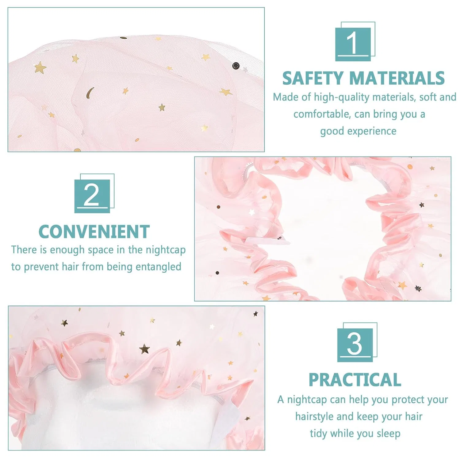 Шапочка для душа Satin, Luxshiny, 2 шт, 27x25x2 см, Rosa — фото 3