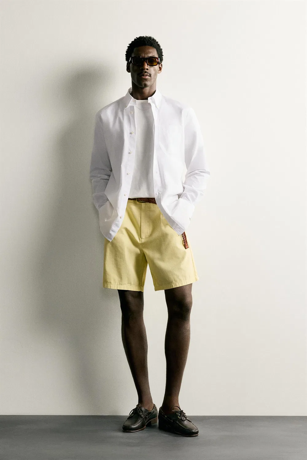Хлопковая рубашка стандартного кроя ZARA, White