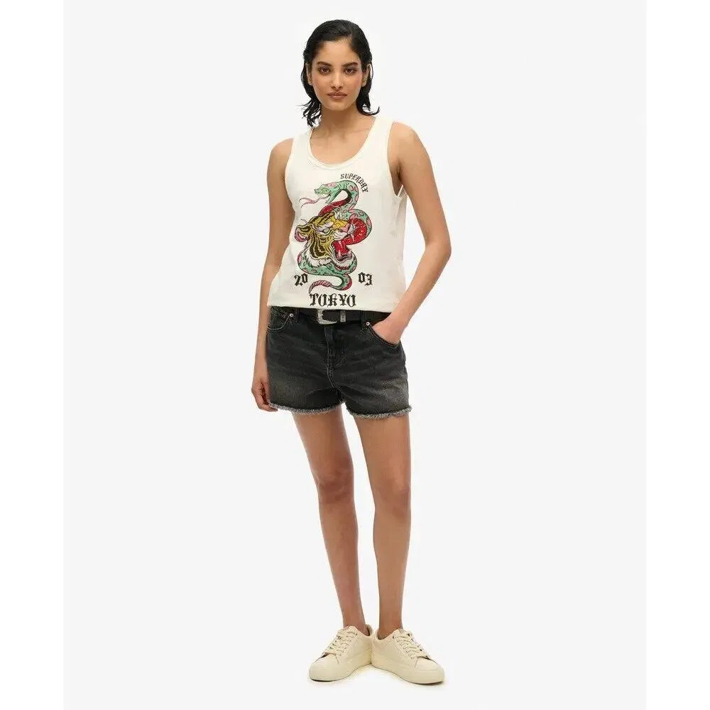 Женский топ без рукавов с U-образным вырезом Superdry Neo Trad Tattoo, White — фото 3