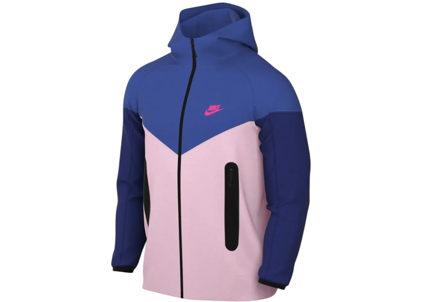 Мужская худи на молнии с принтом Nike Sportswear Tech Fleece Windrunner, Game Royal Pink Foam Hyper Pink