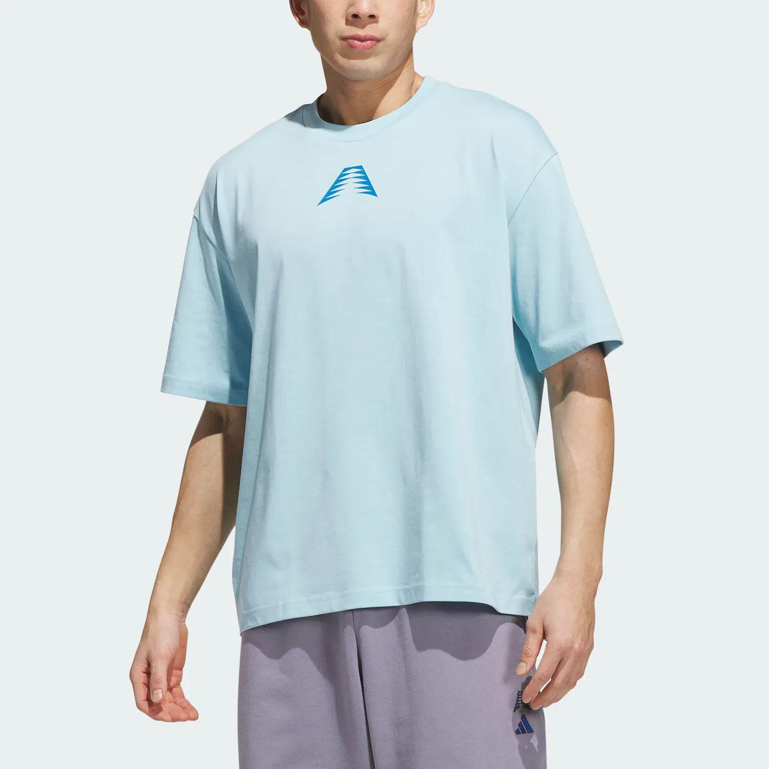Мужская футболка с круглым вырезом прямого кроя Adidas, Ice Crystal Blue/Light Blue — фото 3