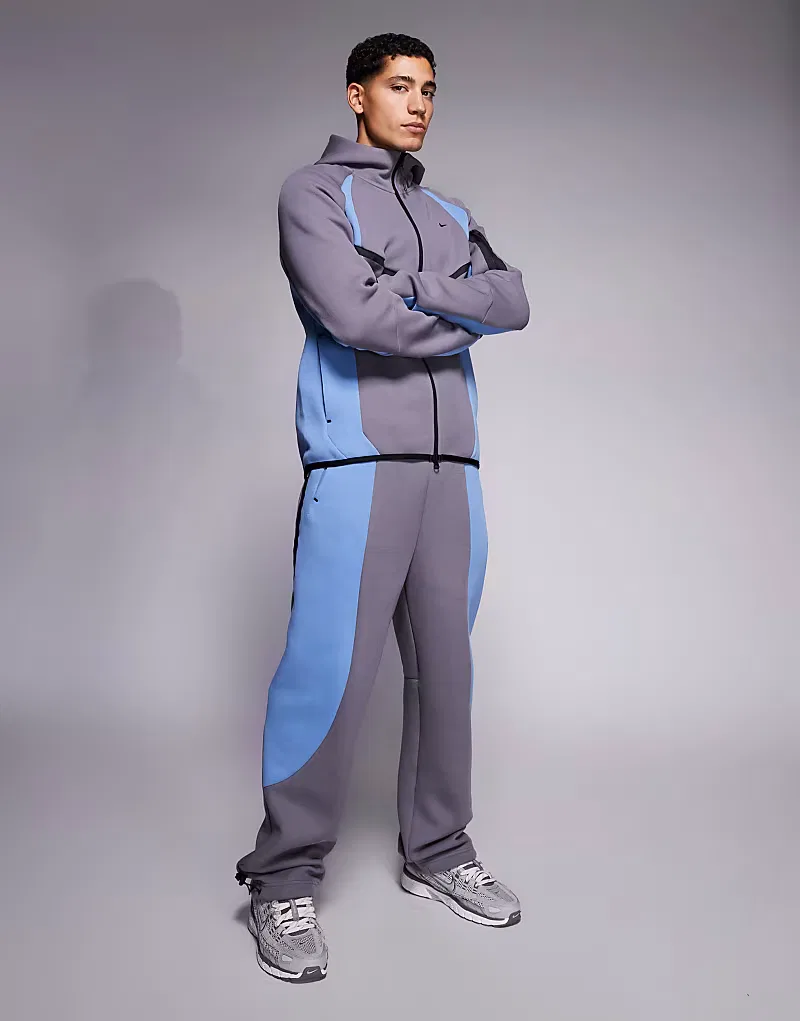 Куртка Nike Tech Fleece Pro на молнии, серо-синяя — фото 2