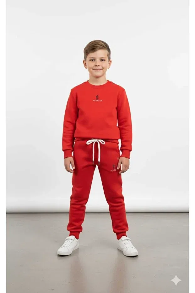 Детский спортивный комплект для девочек с принтом Burçak Butik, Red