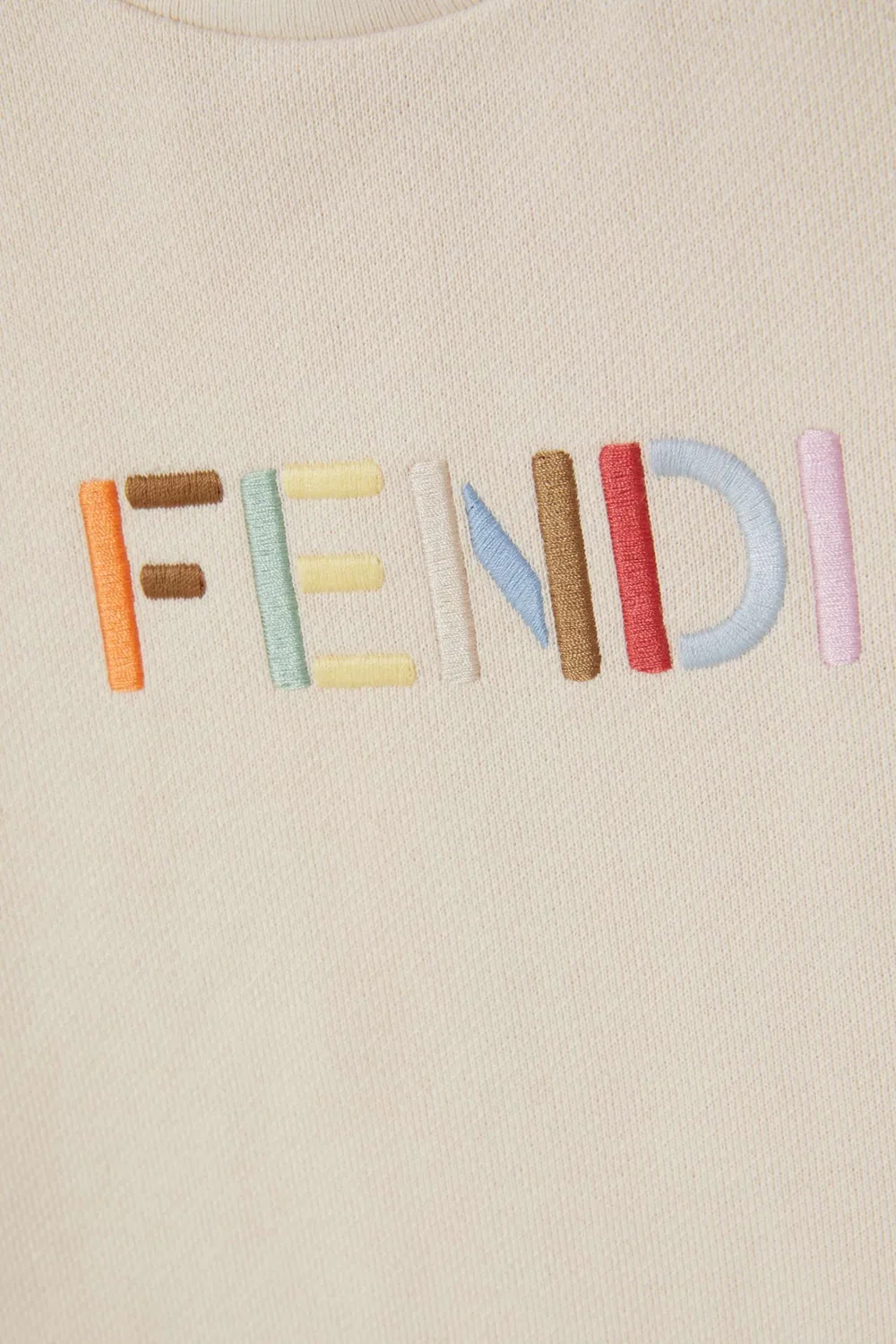 Свитшот с вышитым логотипом из хлопкового флиса Fendi, нейтральный — фото 3