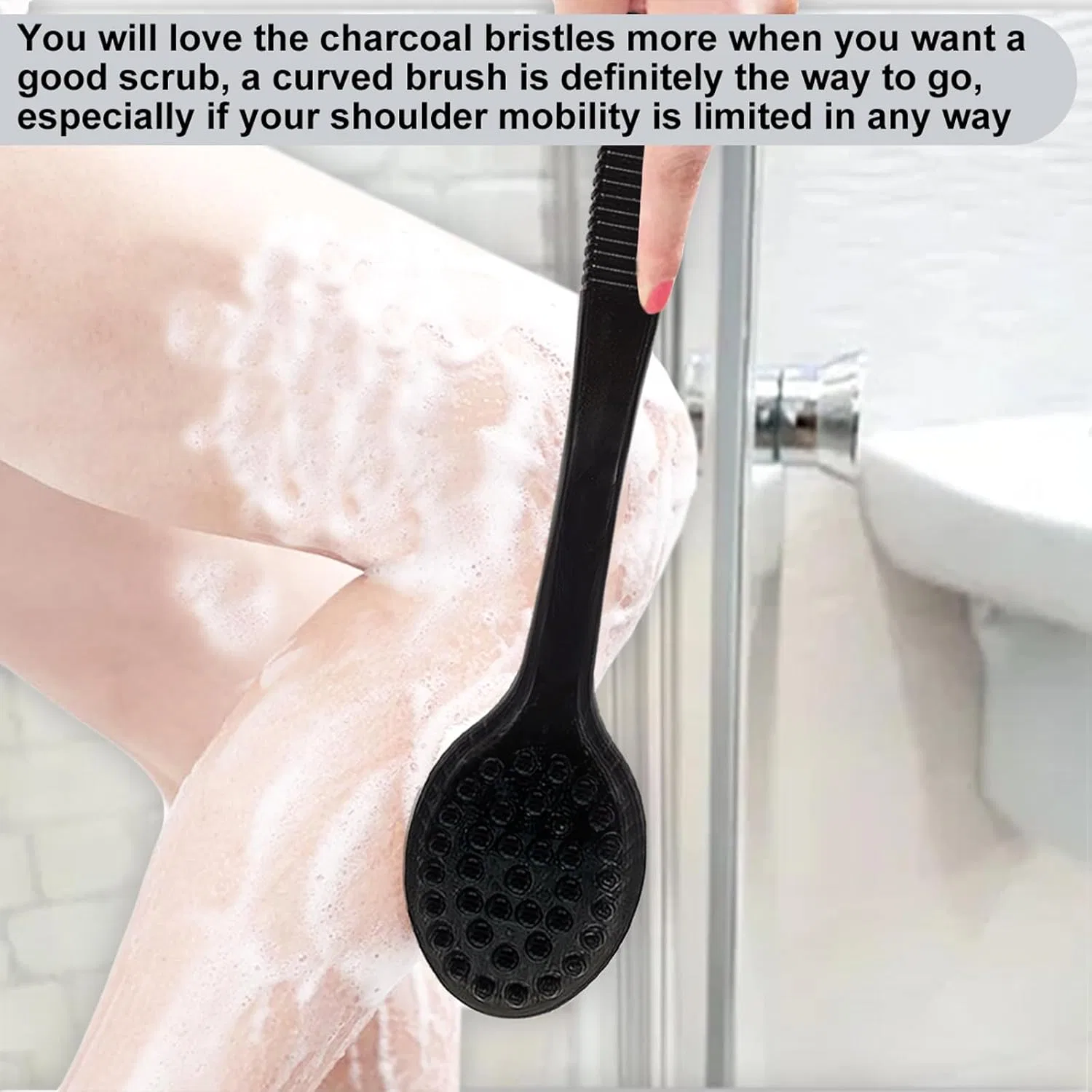 Щетка для тела с изогнутой ручкой, SUPERWASH PLUS, 2 шт, 35.6 см, Black — фото 4