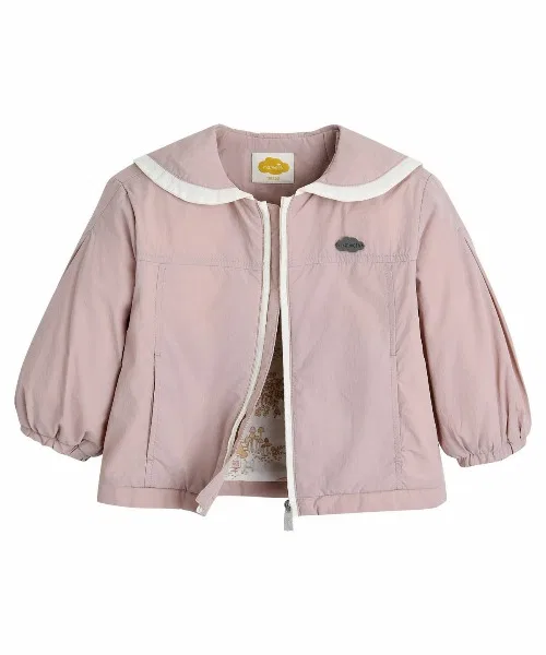 Детская куртка из нейлона с контрастным воротником Луми moimoln, Pink — фото 2