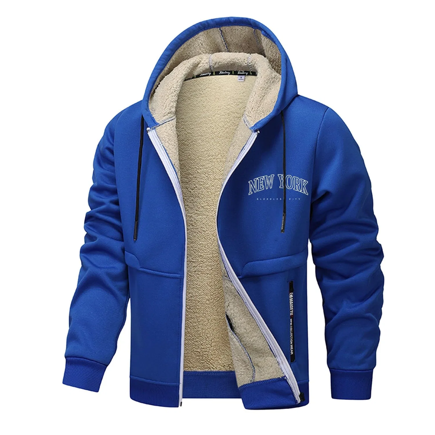 Мужская куртка из флиса с принтом Letter Print, 2-blue