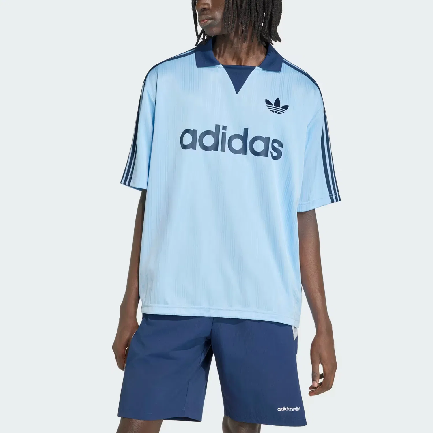 Детская футболка с отложным воротником Adidas Originals, Sky Blue — фото 3