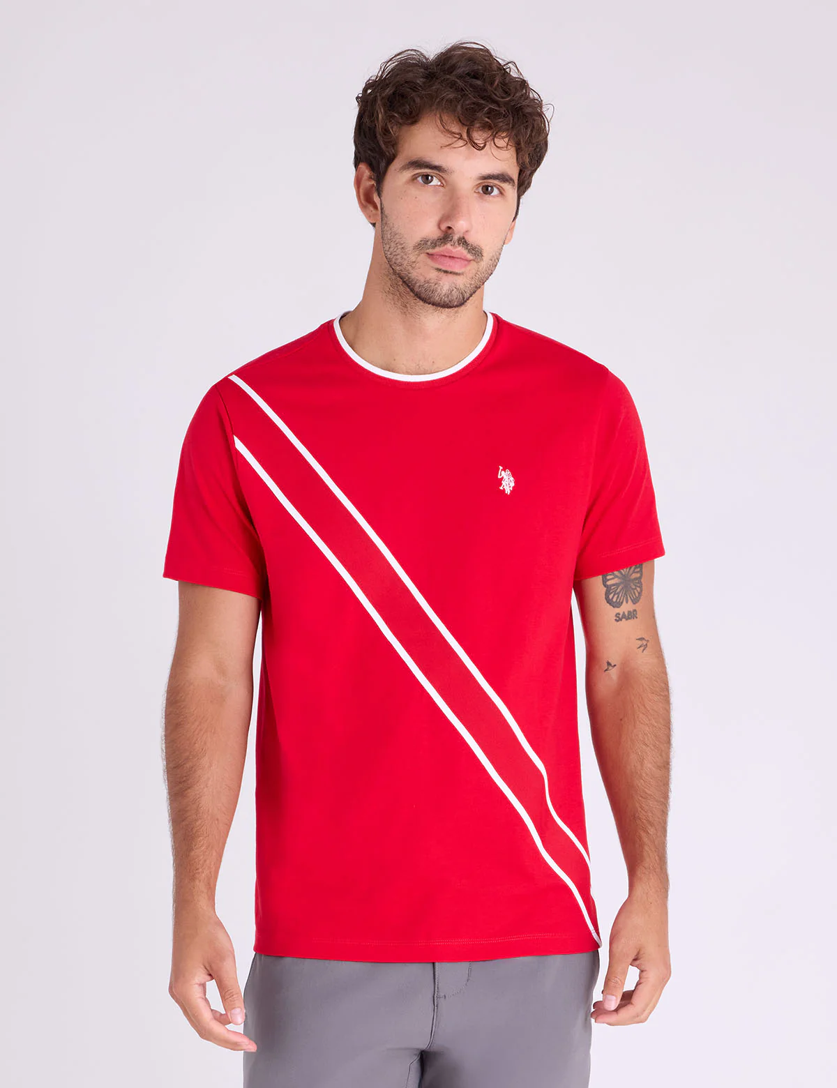 

Футболка U.S. Polo Assn Diagonal Tricot Tape Sash Jersey, красный