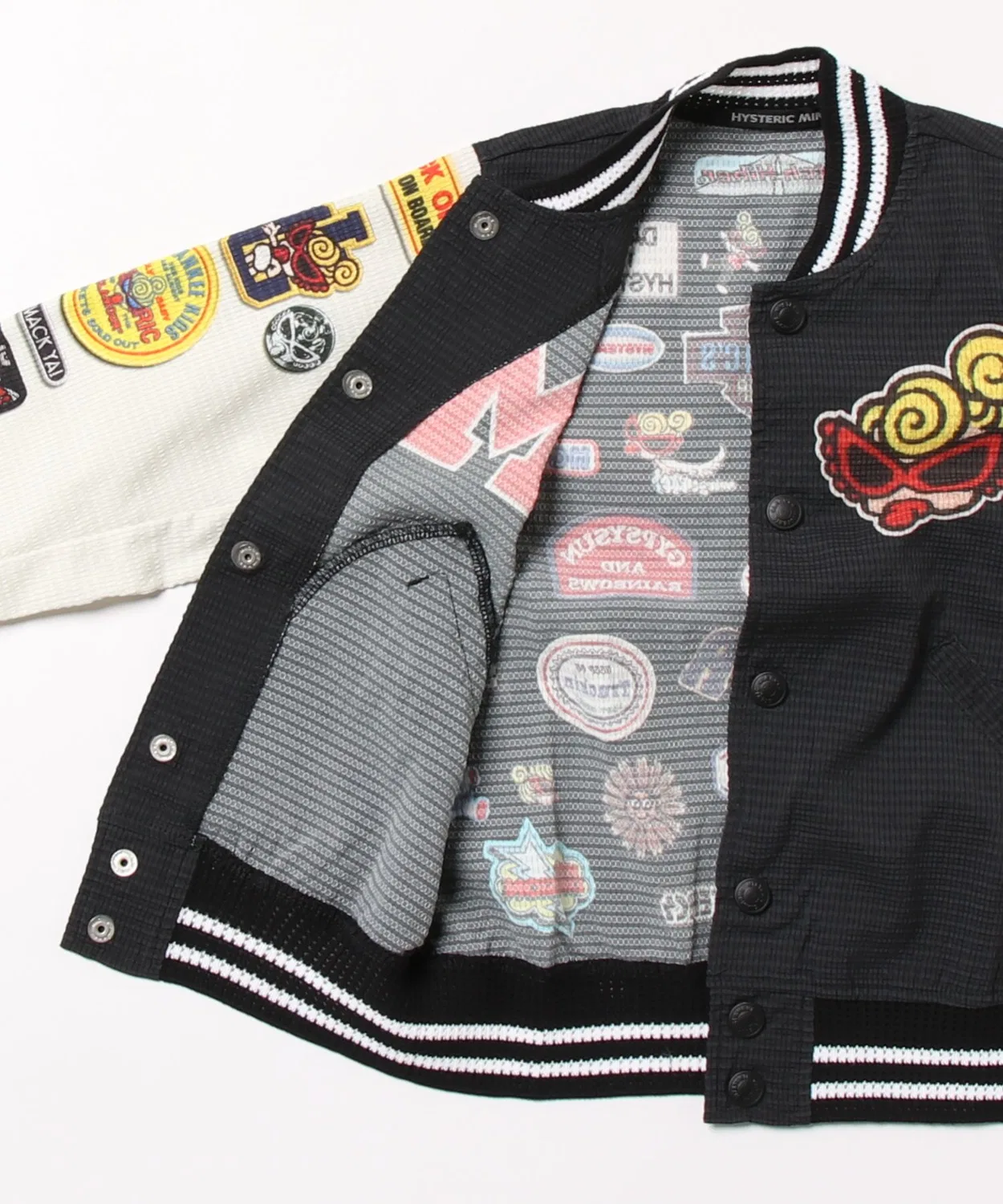Детская куртка-бомбер с принтом CRAZY COLLAGE HYSTERIC MINI, Black — фото 3