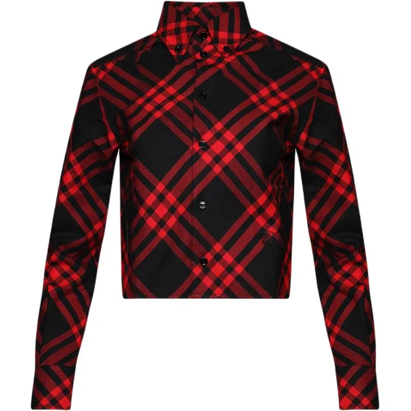 Женская рубашка с клетчатым принтом, укороченная Burberry, Red