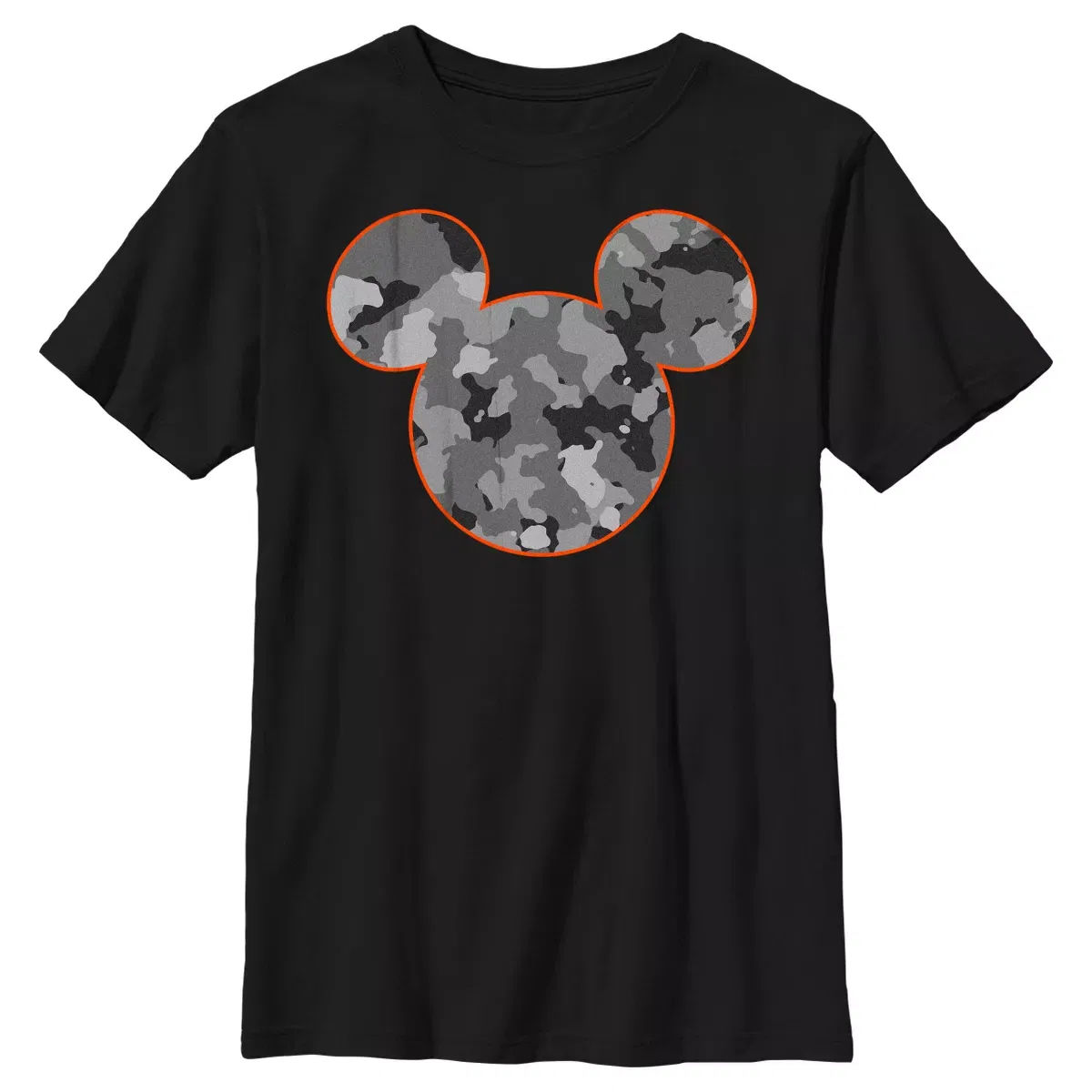 Детская футболка с принтом Mickey Mouse Camo Silhouette Mickey Mouse & Friends, Black