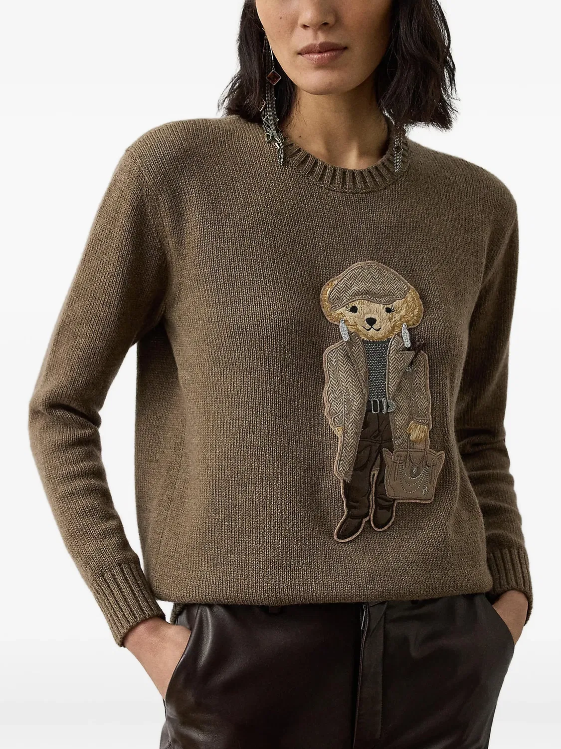 Свитер Polo Bear вязки интарсия Polo Ralph Lauren, коричневый — фото 2