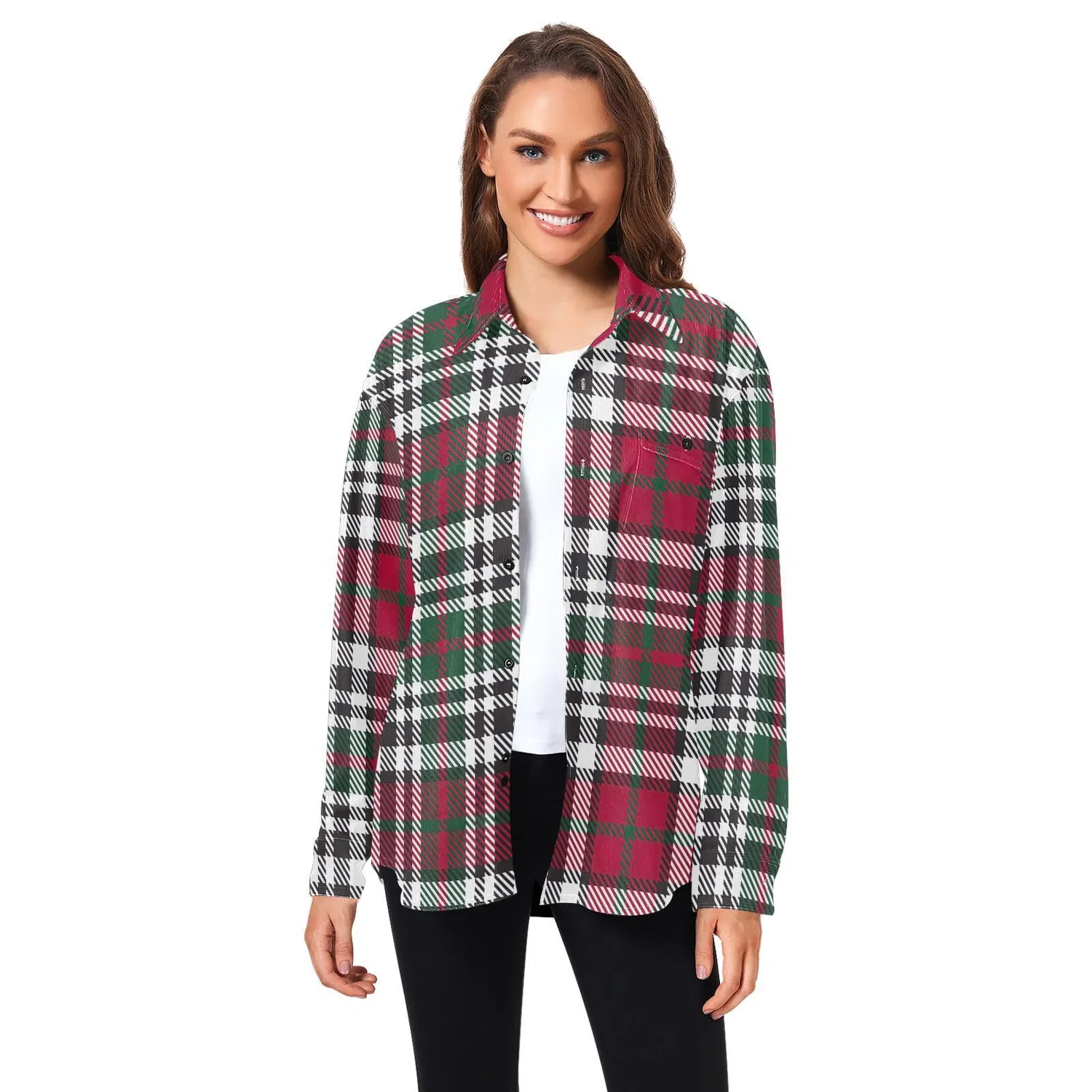 Женская куртка из вельвета с длинным рукавом и отворотами, Cool Plaid Rosso Verde