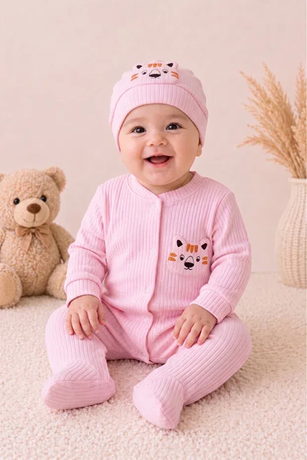 Детское боди-комбинезон для новорожденных хлопковый Pure Plus, Pink Cat — фото 2