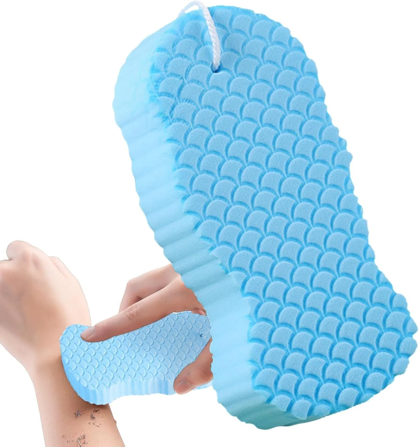 Мочалка для ванны, 3D отшелушивающая, Rainao, 13.5x6.7x2.6 см, Blue