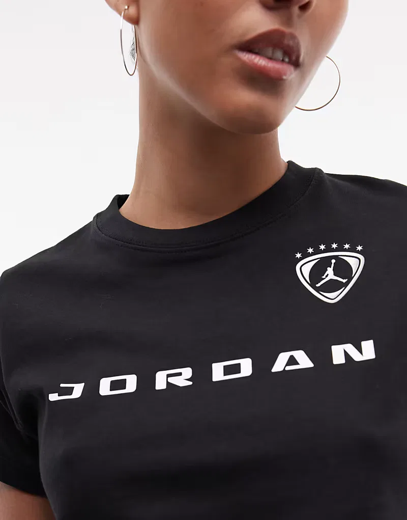 Укороченная футболка с коротким рукавом Jordan FC, черный — фото 2