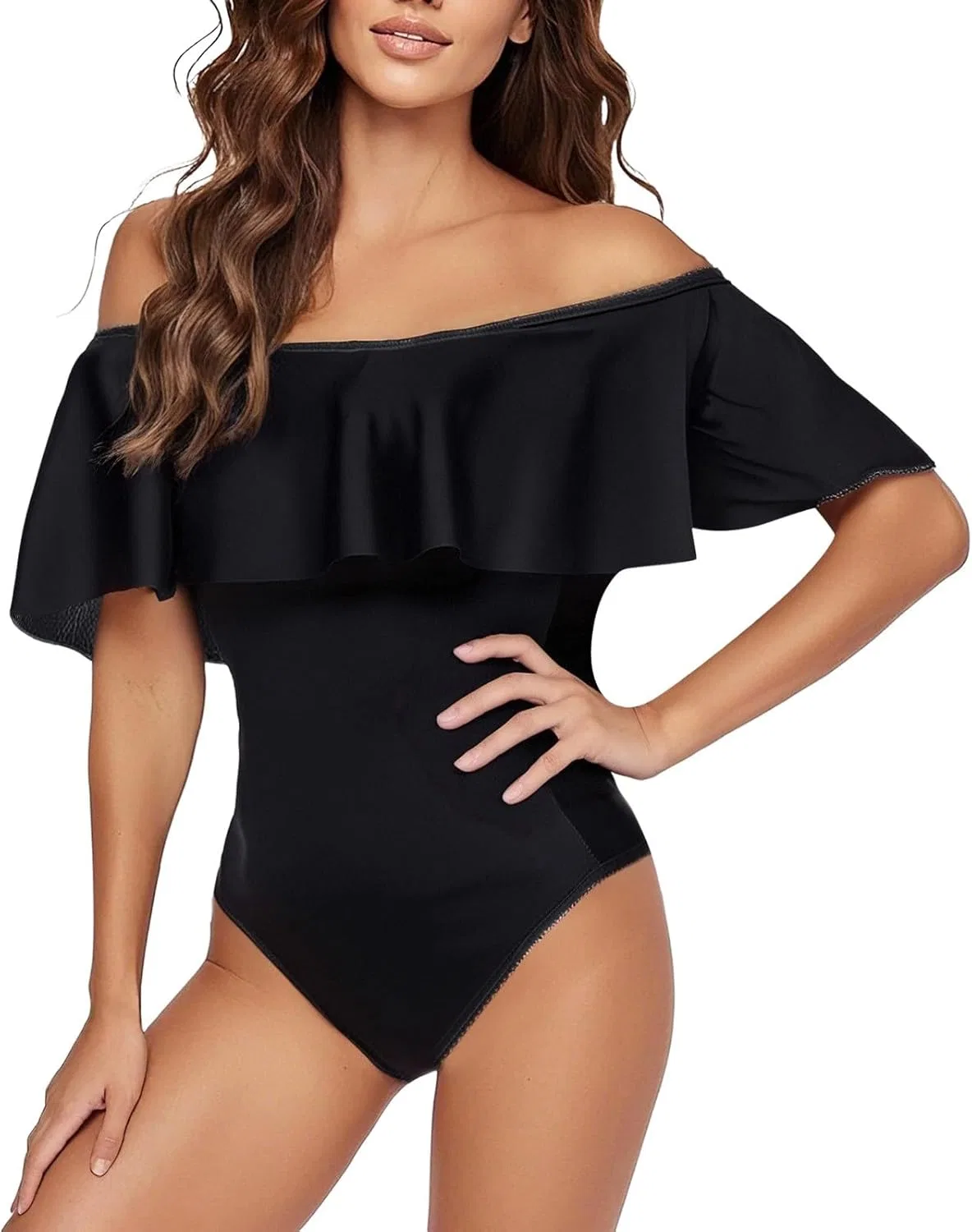 Женский цельный купальник с утяжкой ruched, Black