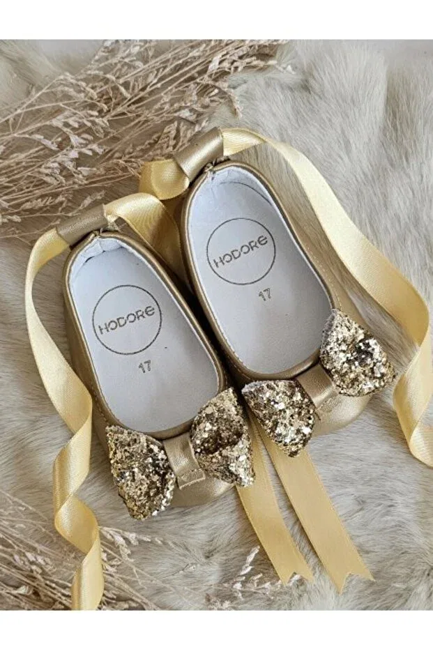 Детские балетки для девочек из натуральной кожи Perla platin gold Hodore, Platinum Gold