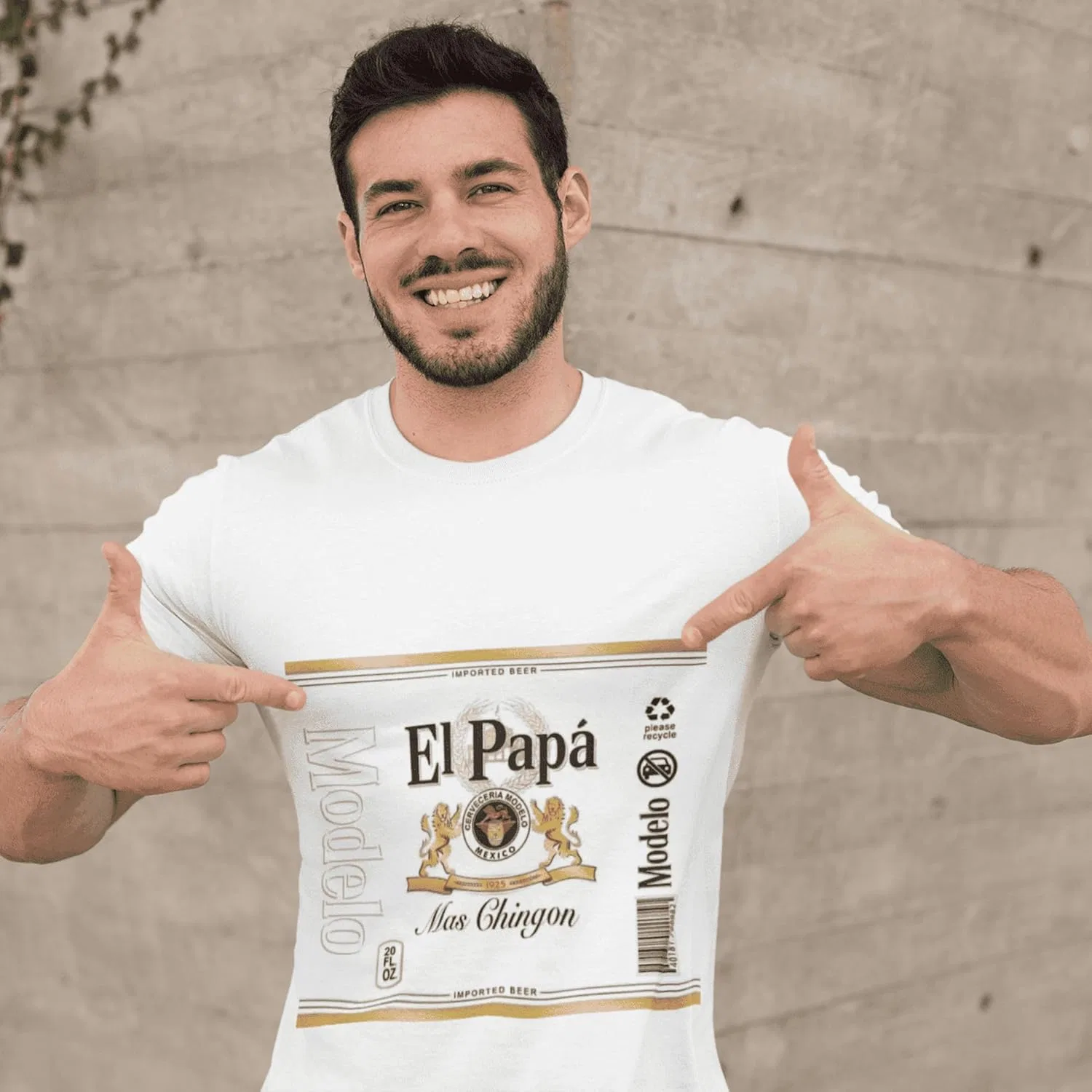 Мужская футболка с надписью El Papá Más Chingón, White — фото 4