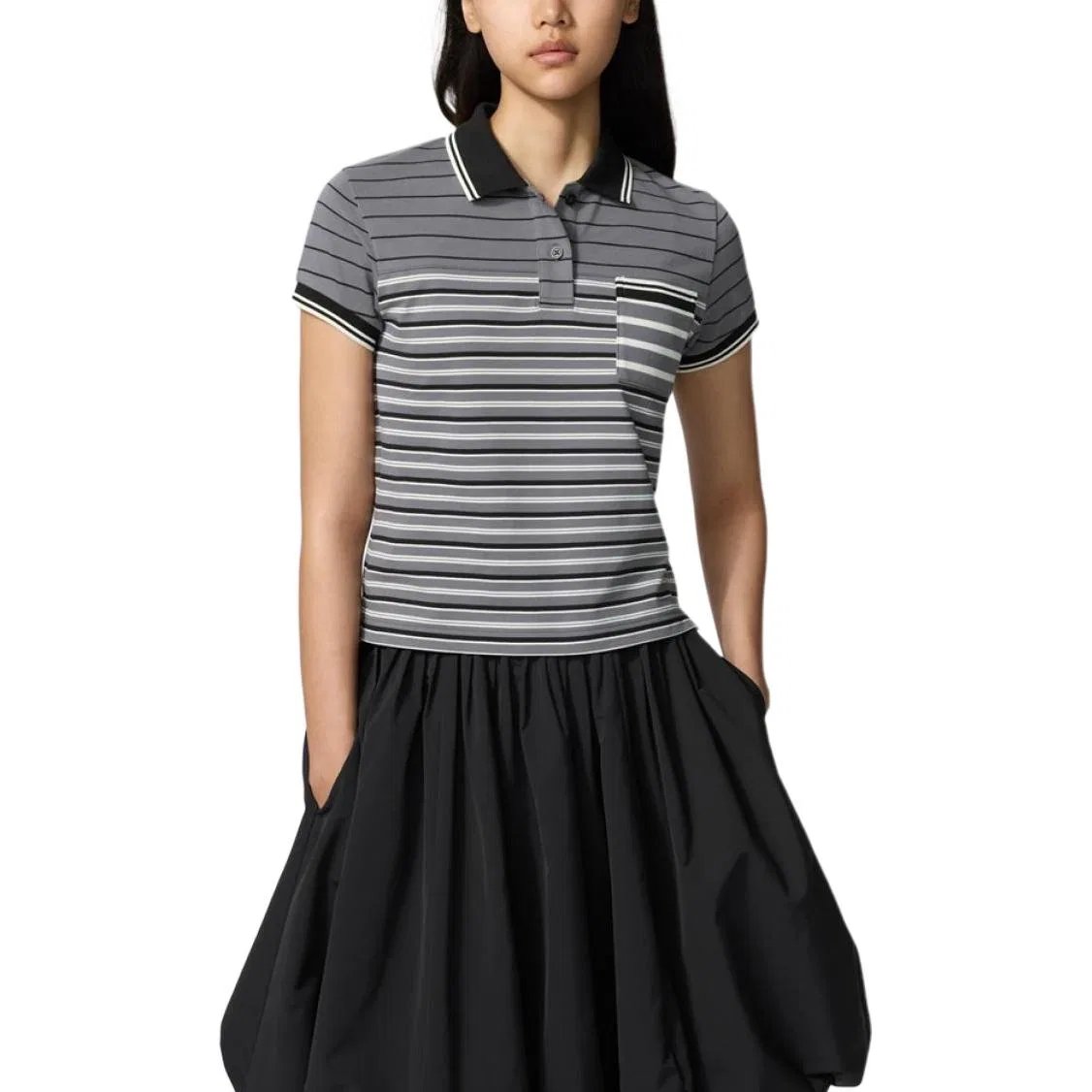 Поло женское, хлопковое, Francesco Risso, UNIQLO, Black