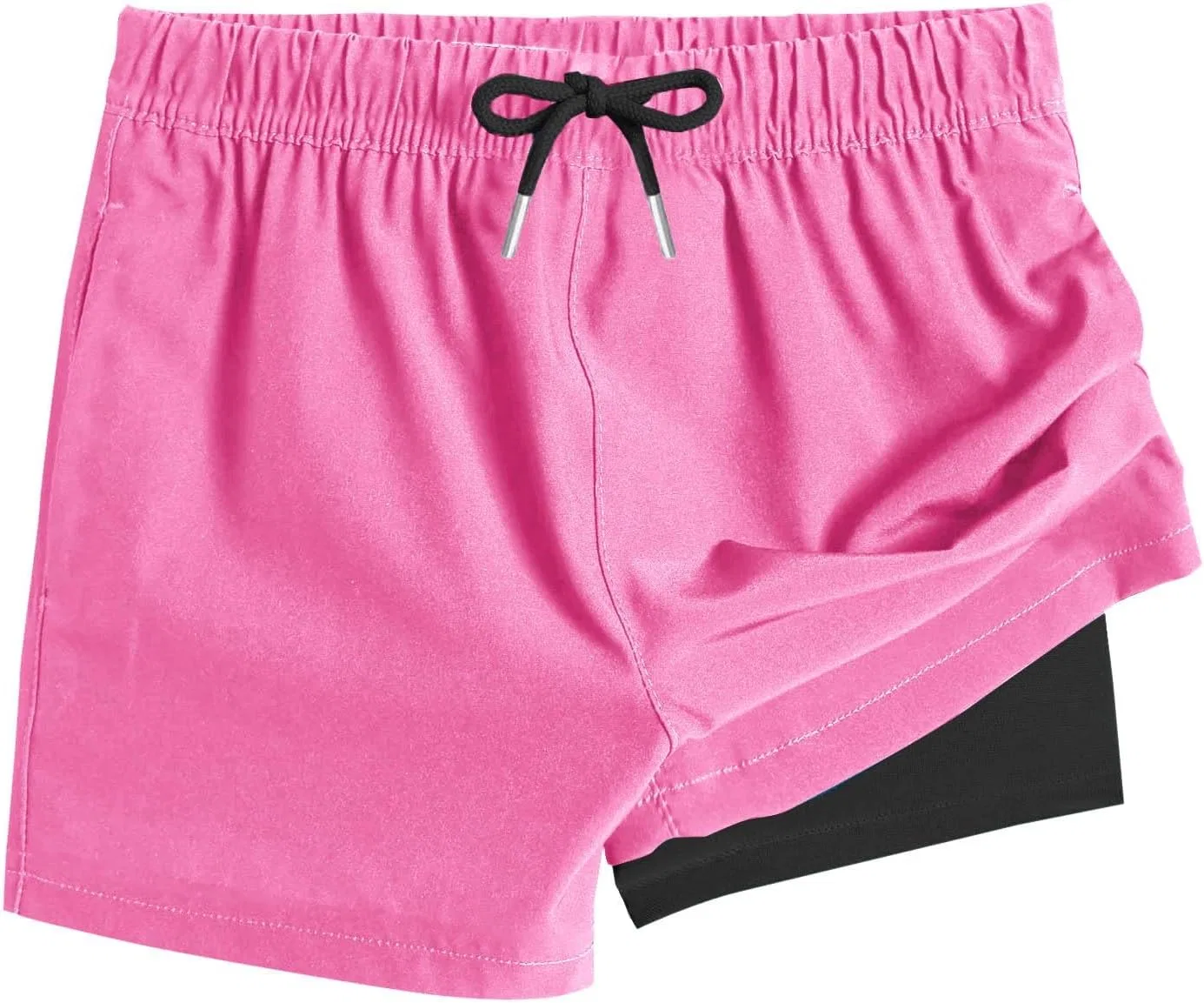 Детские плавательные шорты с высокой талией на завязках Quick Dry, Hot Pink