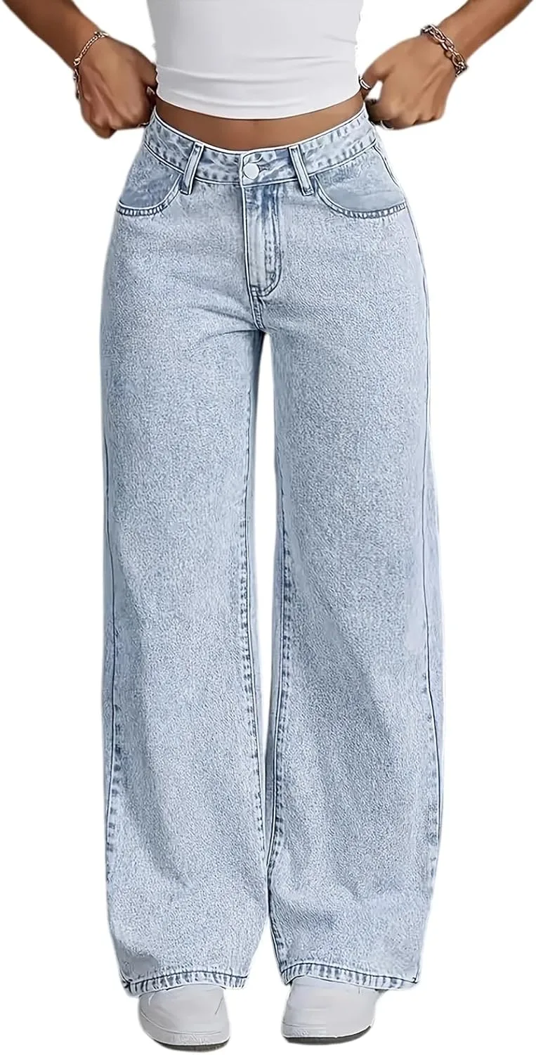 

Джинсы Mid Rise для женщин Casual Loose Button Straight Leg