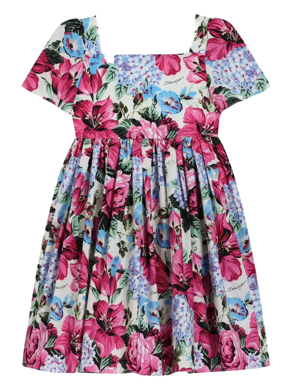 

Платье с цветочным принтом Dolce & Gabbana Kids, зеленый