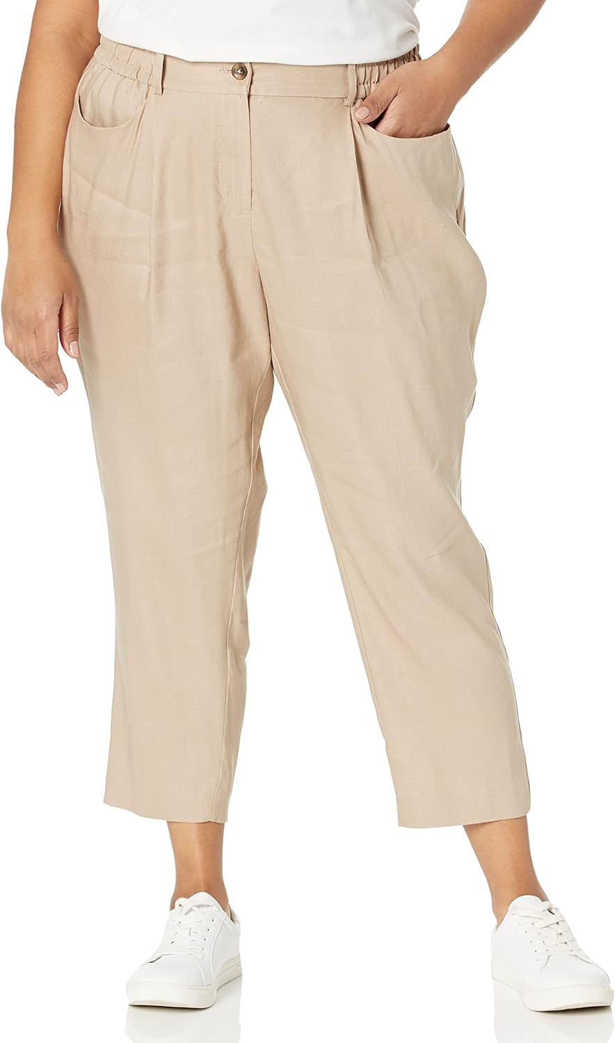 

Женские льняные брюки Calvin Klein с эластичной резинкой, Mushroom