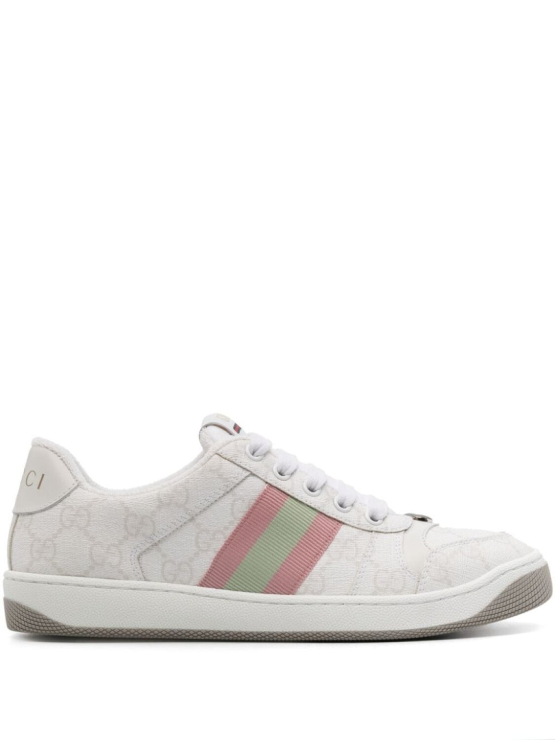 

Кроссовки Gucci Screener Lace-up, белый/светло-розовый/серый/зеленый