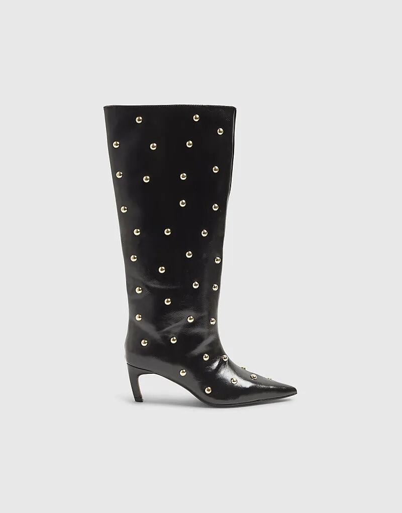 Ботинки River Island из искусственной кожи с заклепками, черные — фото 2