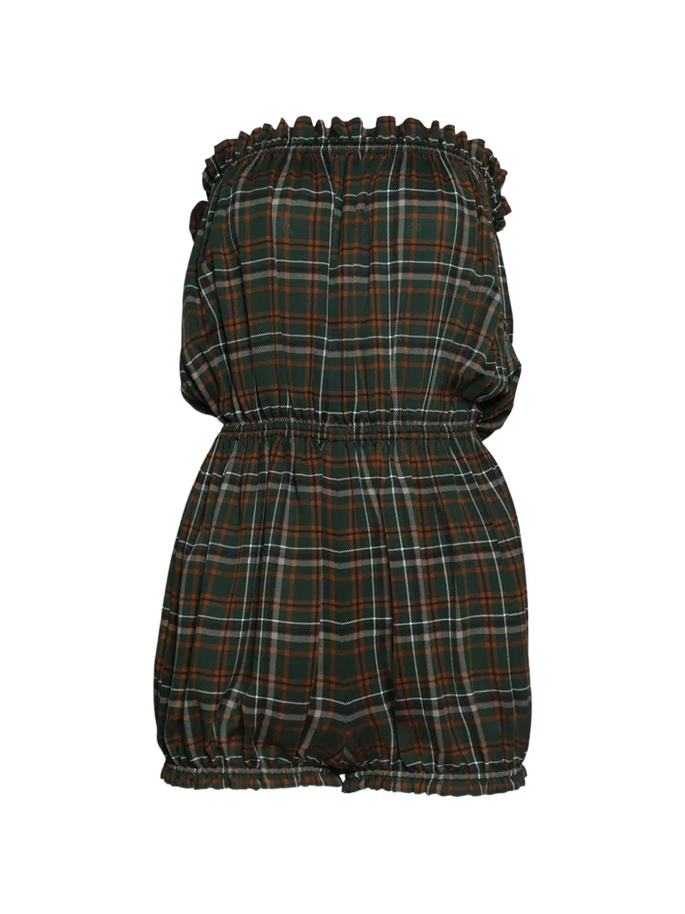 Комбинезон в клетку с оборками Saint Laurent, зеленый