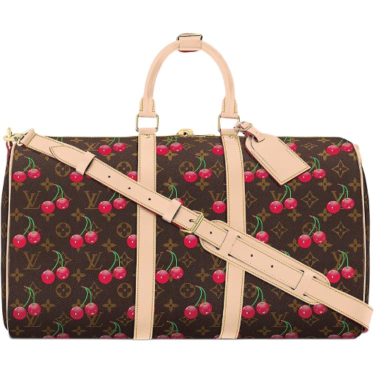 

LOUIS VUITTON Сумка-баул Takashi Murakami Cherry Keepall Bandouliere 45 коричневая монограмма