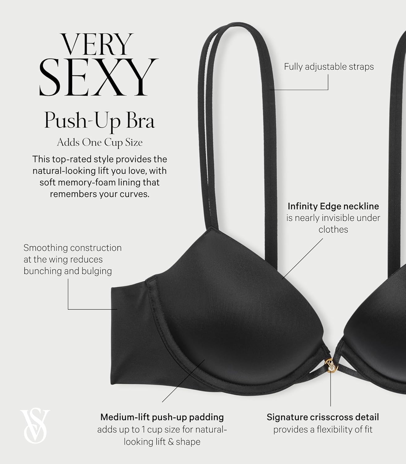 Бюстгальтер Victoria's Secret Very Sexy Push Up, добавляет 1 чашку, бюстгальтеры для женщин (32A-38DDD), Praline (New Look) — фото 4