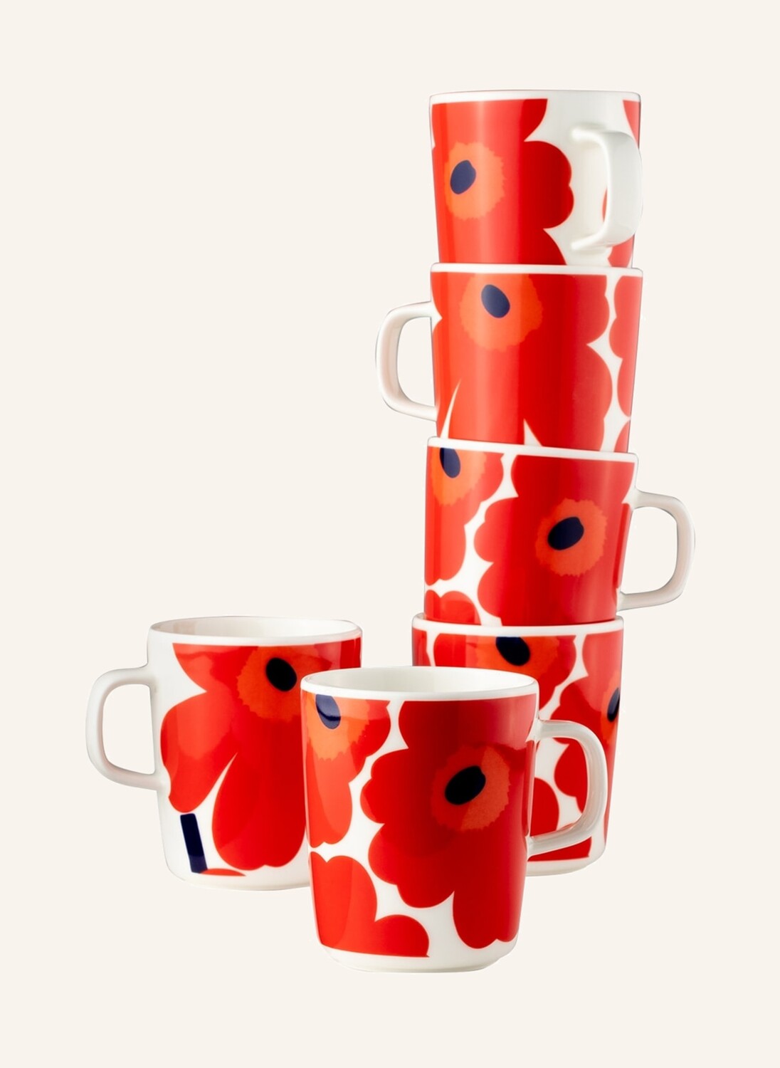 

6 шт - Кружка Marimekko OIVA/UNIKKO, цвет creme/rot/blau