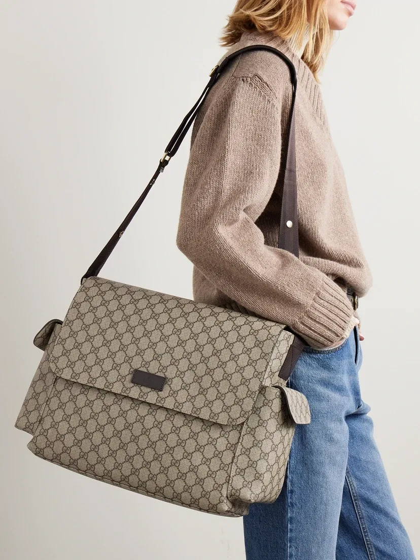 Сумка для пеленок Ophidia из канваса с покрытием и принтом GUCCI, бежевый — фото 2