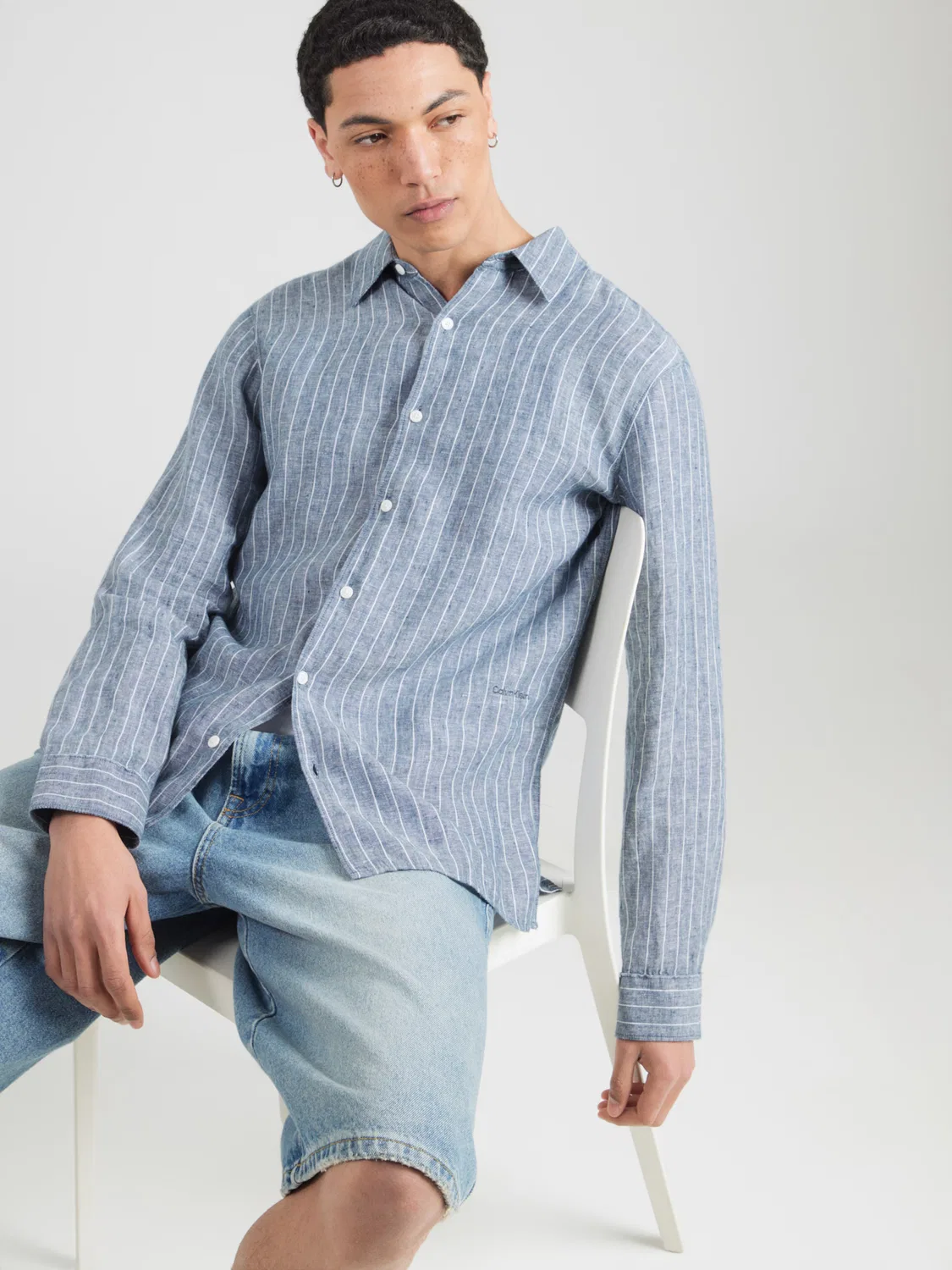 Рубашка на пуговицах Calvin Klein Comfort fit, цвет пестрый синий — фото 2