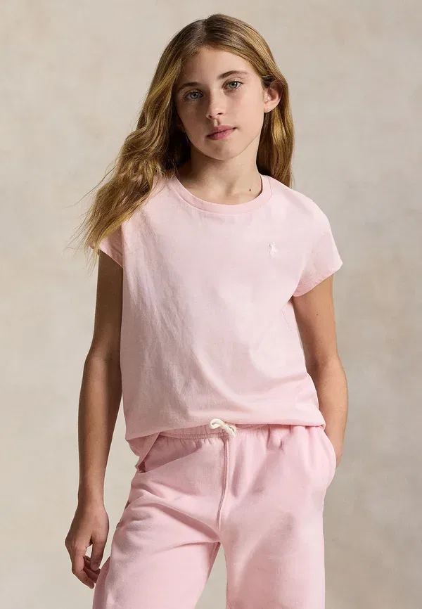 Футболка Polo Ralph Lauren Cotton Jersey Tee 7 14y Basic T-Shirt, нежно-розовый