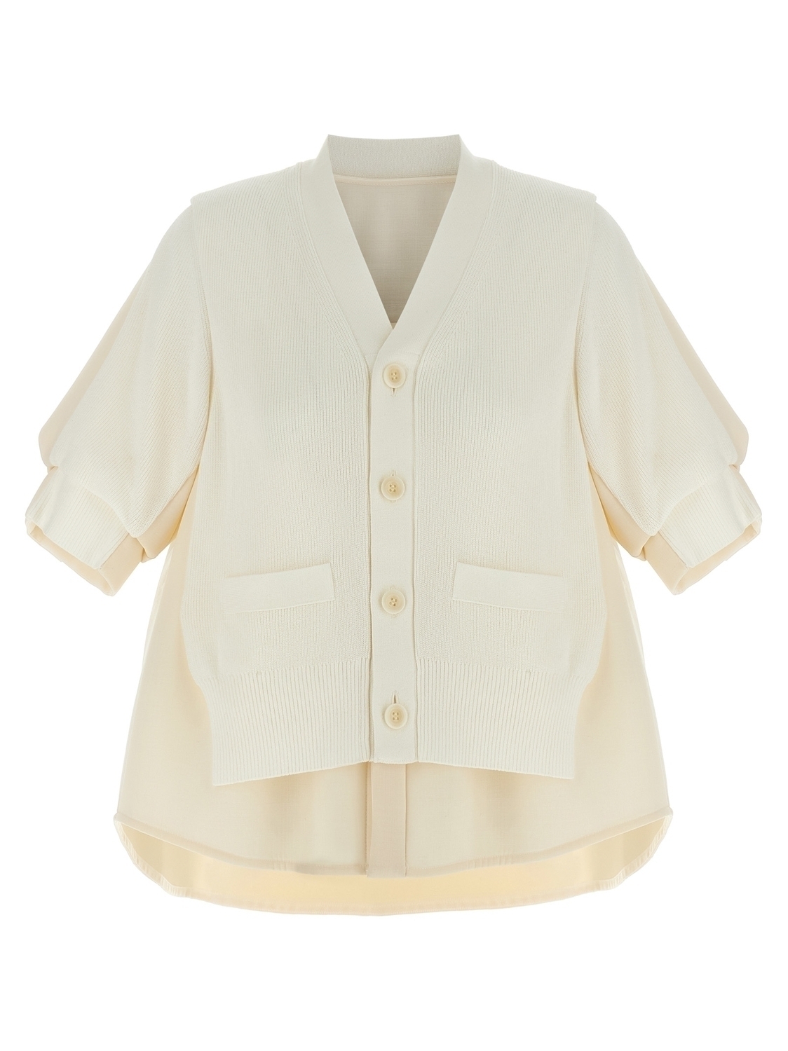 

Кардиган из смешанного костюмного трикотажа SACAI, белый