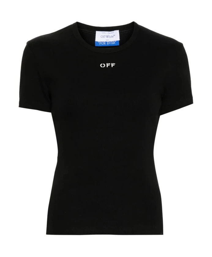 

Базовая футболка с ребристой отделкой Off White, черный