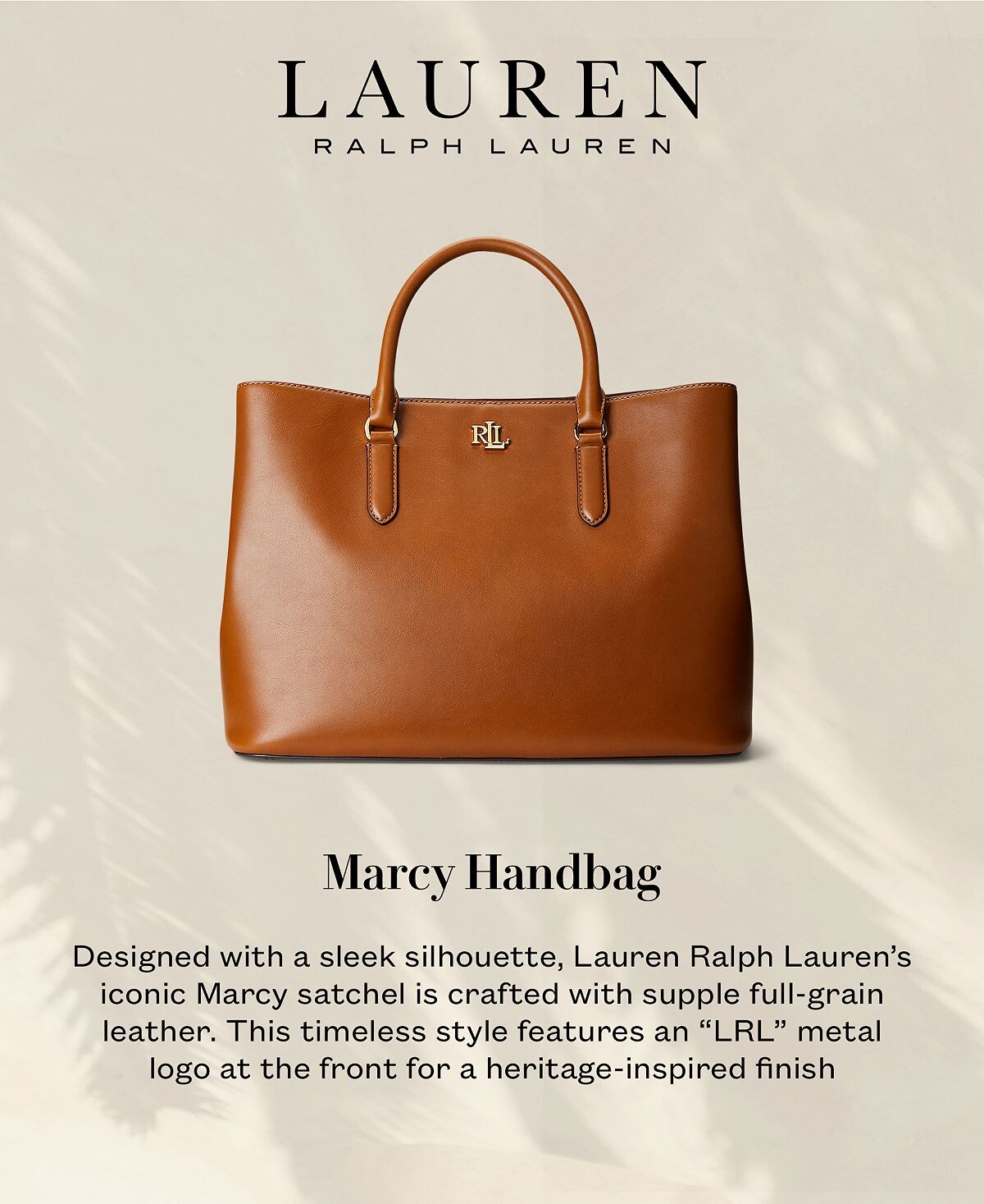 Большая женская сумка Marcy из гладкой кожи с натуральным лицевым покрытием Lauren Ralph Lauren — фото 3